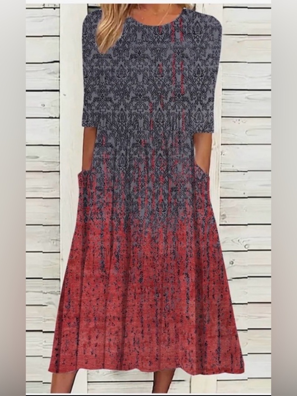 Rustic weathered Jersey dress with pockets NWT Large
